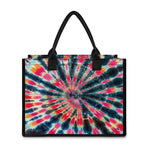 Black Backed Tie Dye Print Canvas Tote Bag