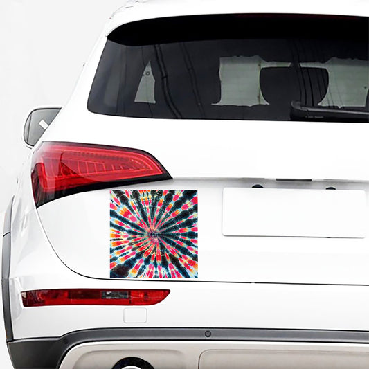 Black Backed Tie Dye Print Car Sticker