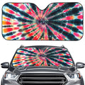 Black Backed Tie Dye Print Car Windshield Sun Shade