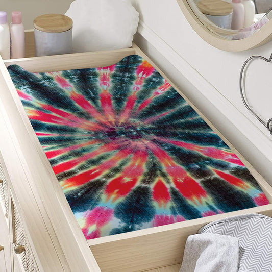 Black Backed Tie Dye Print Changing Pad Cover