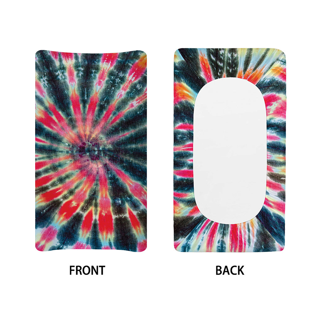 Black Backed Tie Dye Print Changing Pad Cover