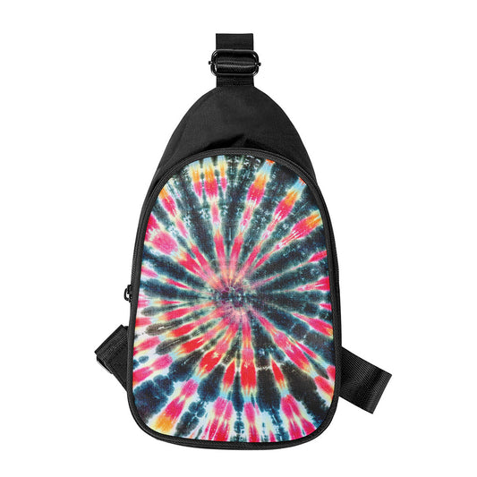 Black Backed Tie Dye Print Chest Bag