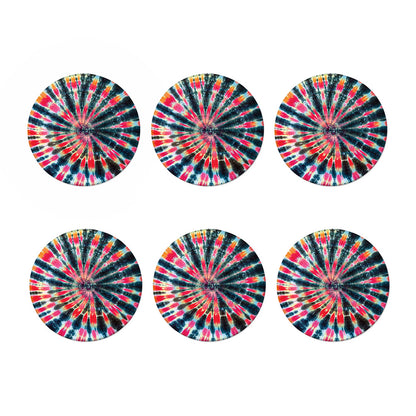 Black Backed Tie Dye Print Coaster Set