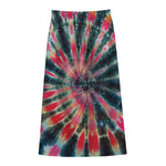 Black Backed Tie Dye Print Cotton Front Slit Maxi Skirt