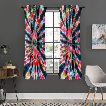 Black Backed Tie Dye Print Curtain