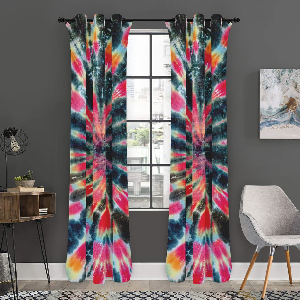 Black Backed Tie Dye Print Curtain