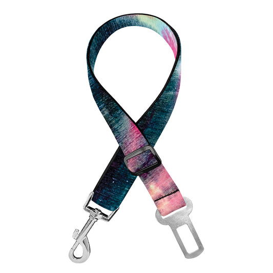 Black Backed Tie Dye Print Dog Seat Belt