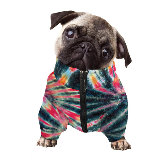 Black Backed Tie Dye Print Dog Zip Up Jacket