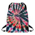 Black Backed Tie Dye Print Drawstring Backpack