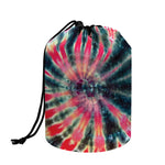 Black Backed Tie Dye Print Drawstring Makeup Bag