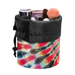 Black Backed Tie Dye Print Drawstring Makeup Bag