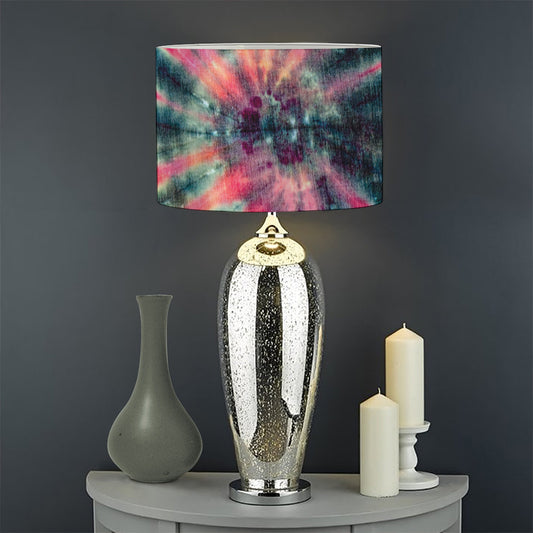 Black Backed Tie Dye Print Drum Lamp Shade