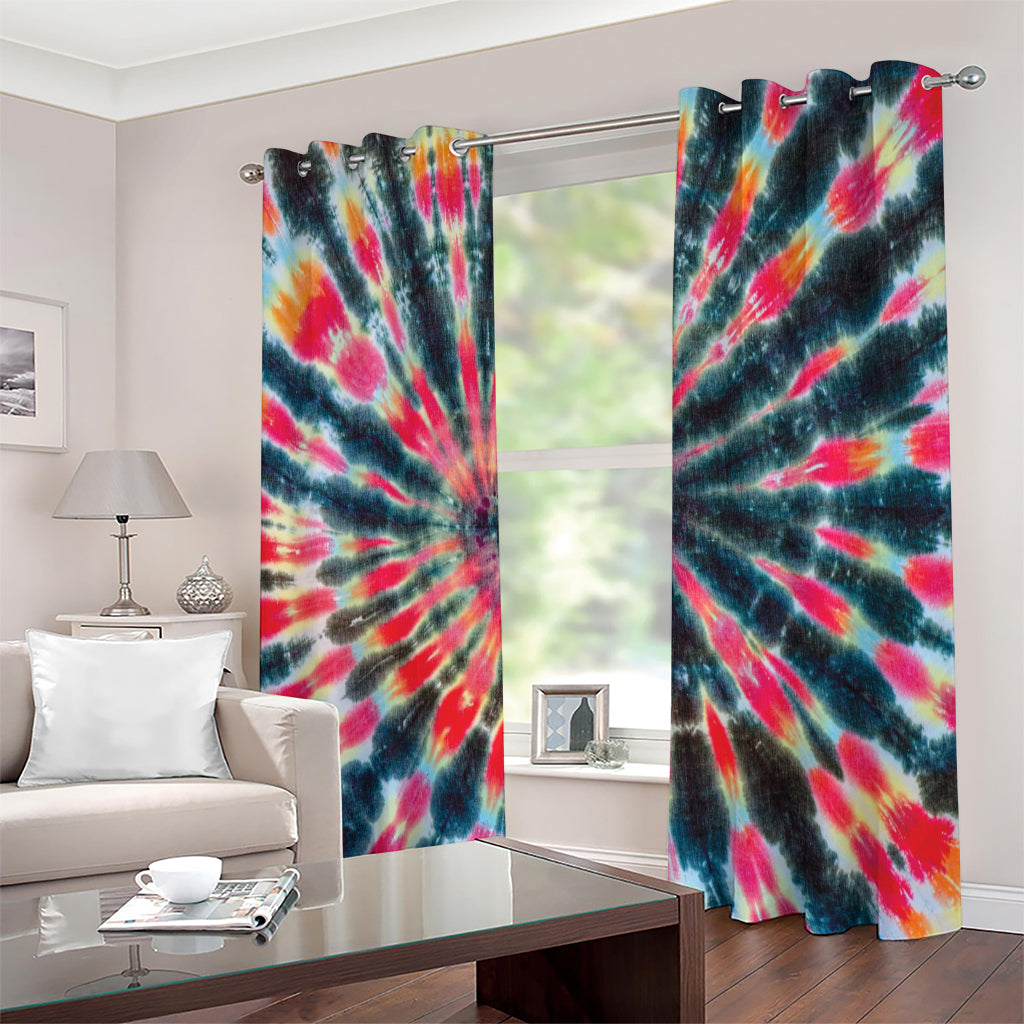 Black Backed Tie Dye Print Extra Wide Grommet Curtains