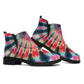 Black Backed Tie Dye Print Flat Ankle Boots