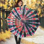 Black Backed Tie Dye Print Foldable Umbrella