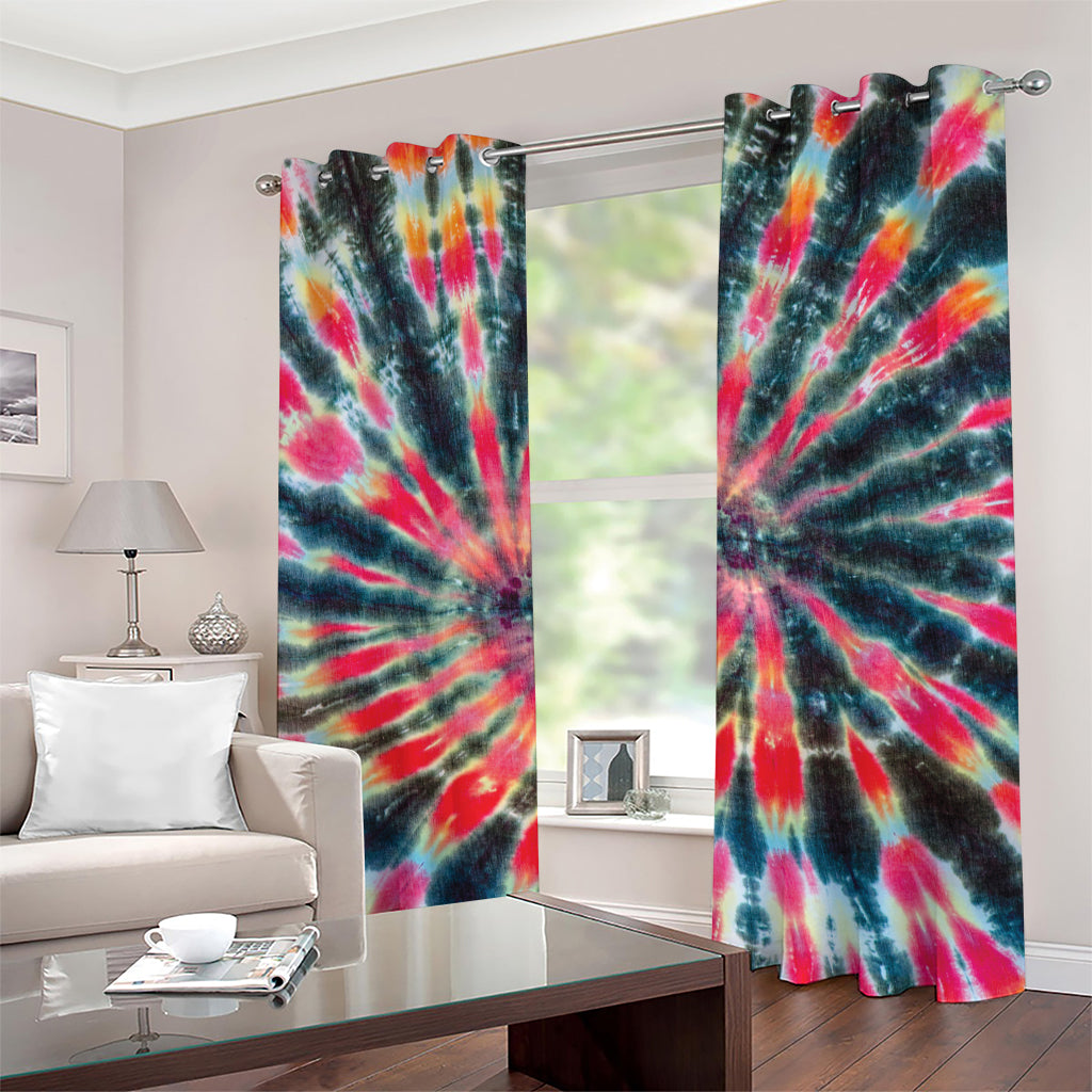 Black Backed Tie Dye Print Grommet Curtains