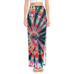 Black Backed Tie Dye Print High Slit Maxi Skirt