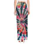 Black Backed Tie Dye Print High Slit Maxi Skirt