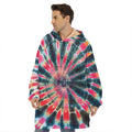 Black Backed Tie Dye Print Hoodie Blanket