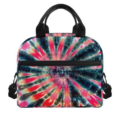 Black Backed Tie Dye Print Insulated Lunch Bag