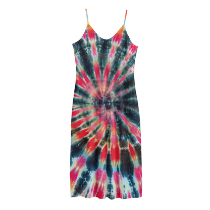Black Backed Tie Dye Print Jersey Midi Cami Dress