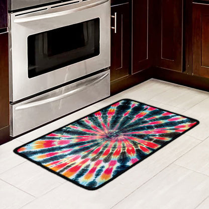 Black Backed Tie Dye Print Kitchen Mat