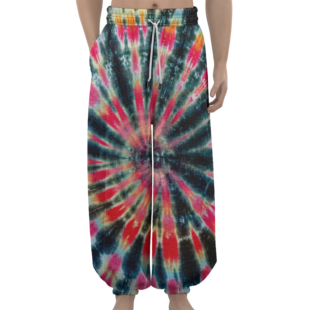 Black Backed Tie Dye Print Lantern Pants