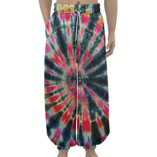 Black Backed Tie Dye Print Lantern Pants
