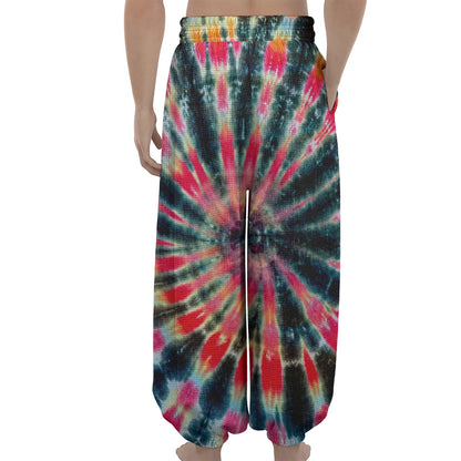 Black Backed Tie Dye Print Lantern Pants