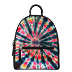 Black Backed Tie Dye Print Leather Backpack