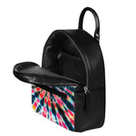 Black Backed Tie Dye Print Leather Backpack