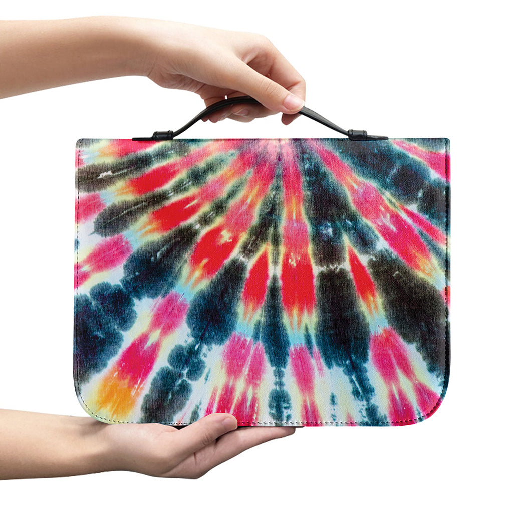 Black Backed Tie Dye Print Leather Bible Cover