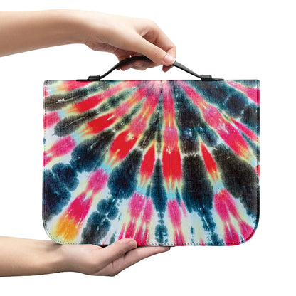 Black Backed Tie Dye Print Leather Bible Cover