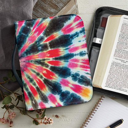 Black Backed Tie Dye Print Leather Bible Cover