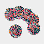 Black Backed Tie Dye Print Leather Coaster Set