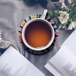 Black Backed Tie Dye Print Leather Coaster Set