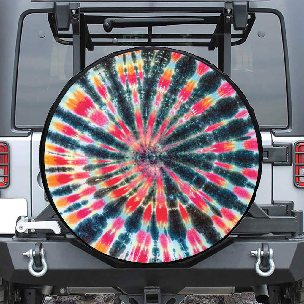 Black Backed Tie Dye Print Leather Spare Tire Cover