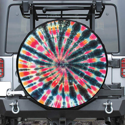 Black Backed Tie Dye Print Leather Spare Tire Cover