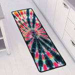 Black Backed Tie Dye Print Long Kitchen Mat