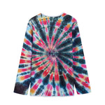 Black Backed Tie Dye Print Long Sleeve Short Coat