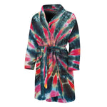 Black Backed Tie Dye Print Men's Bathrobe