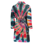 Black Backed Tie Dye Print Men's Bathrobe