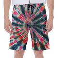 Black Backed Tie Dye Print Men's Beach Shorts