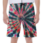 Black Backed Tie Dye Print Men's Beach Shorts