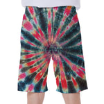 Black Backed Tie Dye Print Men's Beach Shorts