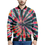 Black Backed Tie Dye Print Men's Bomber Jacket