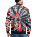 Black Backed Tie Dye Print Men's Bomber Jacket