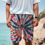 Black Backed Tie Dye Print Men's Cargo Shorts