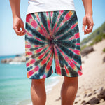 Black Backed Tie Dye Print Men's Cargo Shorts