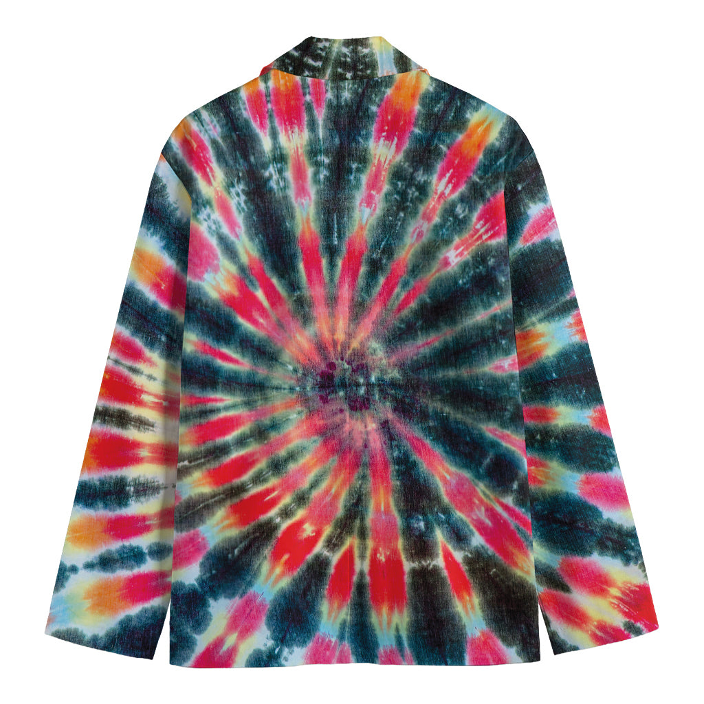 Black Backed Tie Dye Print Men's Cotton Blazer